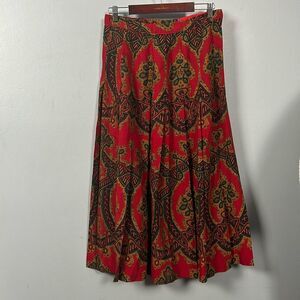 vtg Gloria Sachs New York Neiman Marcus Vintage Red Pleated Skirt size 10